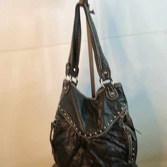 RED by MarcEcho black shoulder bag knob detailing, multi zippered pockets - Picture 3 of 5